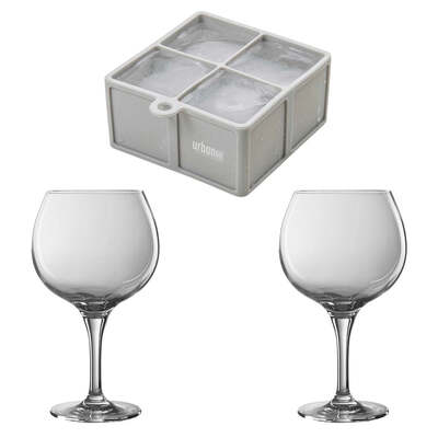 Ice Cube Tray and Gin Balloon Glass Set