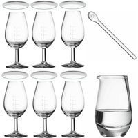Winebuyers Home Tasting Kit Set - 6x Distillery Whisky Taster Glass, 6x Watch Glass Lens, Spey No Handle Glass Water Jug, Whisky Water Pipette GlassBy Winebuyers
