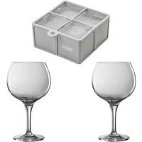 Winebuyers Ice Cube Tray & Gin Balloon Glass Set, 4-Cube, 2 Glasses, Cl, Wine, BarwareBy Winebuyers