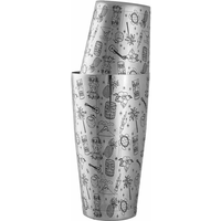 Winebuyers Tiki Tin-on-Tin Stainless Steel Weighted Cocktail Shaker, 75cl, Dual Tin, Etched Patterns, Dishwasher SafeBy Winebuyers