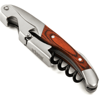 Winebuyers Waiter's Friend Corkscrew, 3 in 1 Sommelier Corkscrew, 18/10 Stainless Steel, Wood Handle, Hand Wash Only, Wine Bottle Opener, ChampagneBy Winebuyers